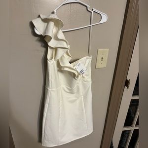 H&M white one sleeve mini dress